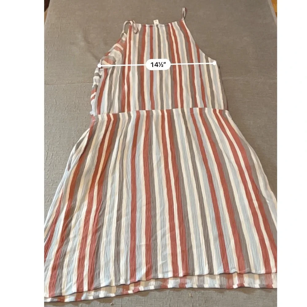 Market &‎ Spruce Striped Halter Neck Fit Flare Romper Women XL Rayon